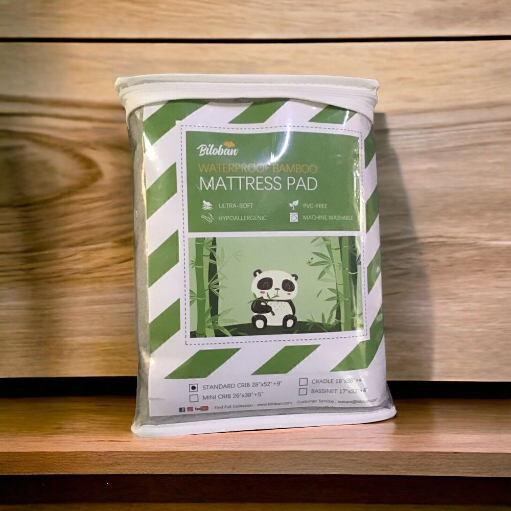 Baby Toddler Standard Crib Mattress Pad Hypoallergenic Soft Grey 28”x52”x 9”